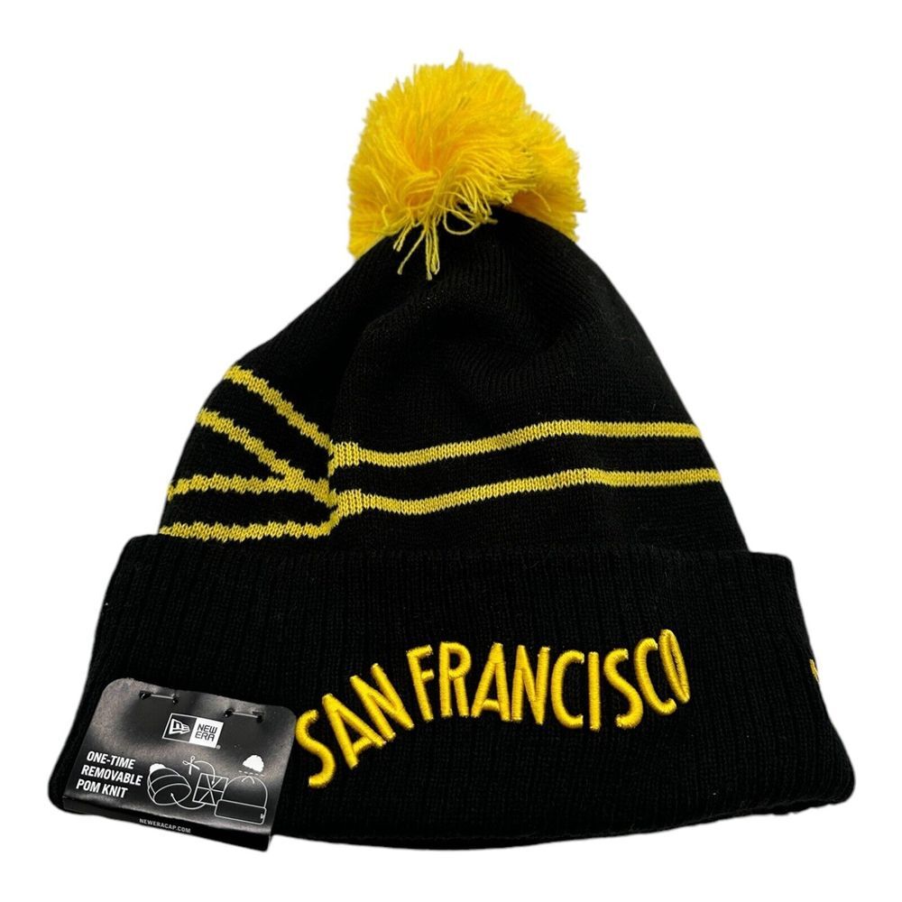 New Era San Francisco Warriors Beanie Knit Winter Hat Cap NBA Golden State Black